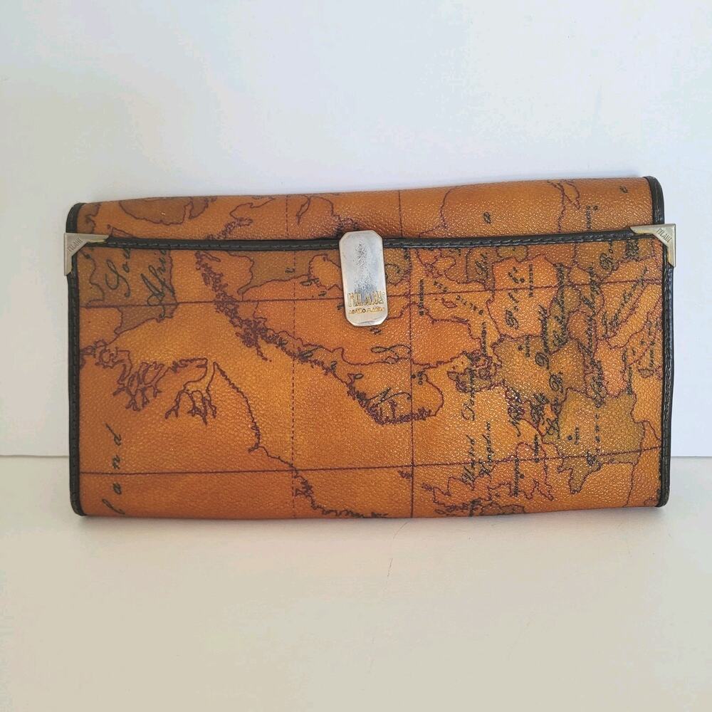 Alviero Martini Organizer Map Geo Leather Clutch Wallet Italian Large XL Envelop